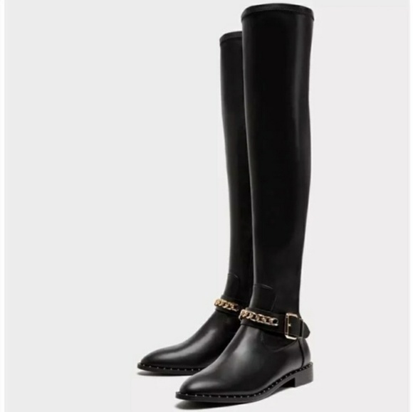 SOLD!!!NEW FLAT OVER THE KNEE ZARA BOOTS - Picture 3 of 8